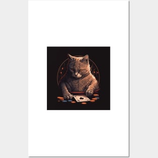 Cat playing cards Posters and Art